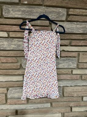Floral Tie-Strap Smocked Mini Dress